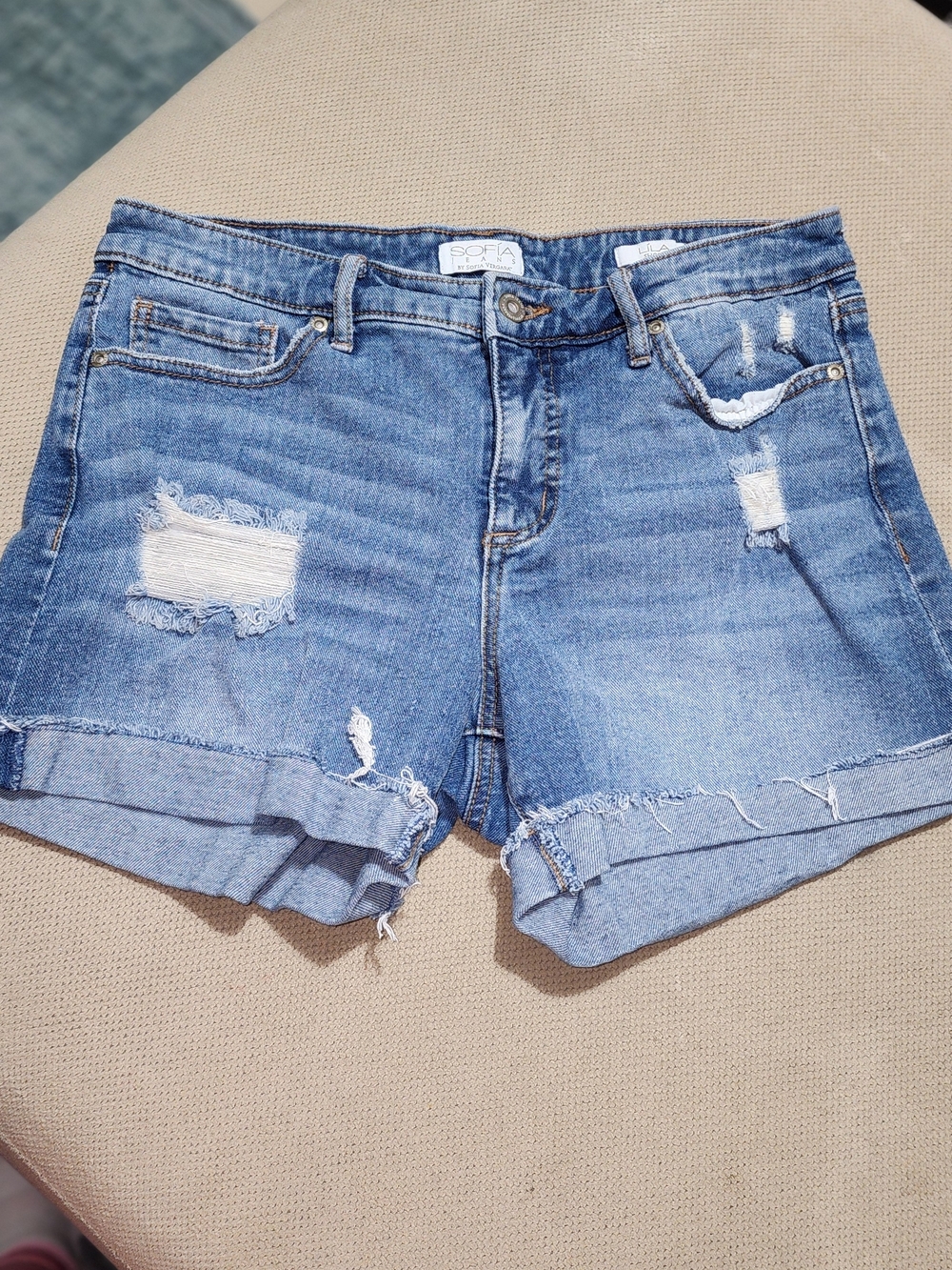 Jeans Distressed Light Blue Denim Shorts By SOPHIA